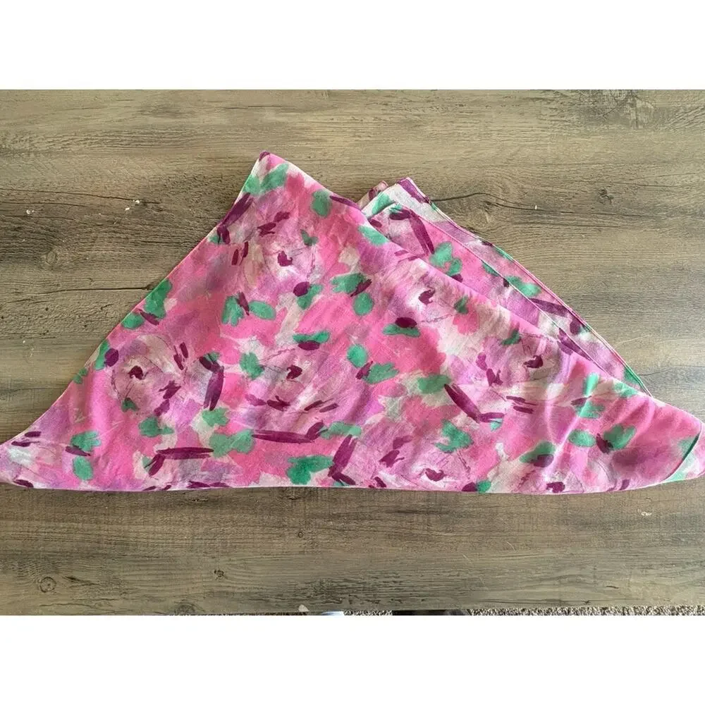 J.Crew Pink Floral Abstract Lightweight Scarf Wrap Women's Silky Soft Headscarf